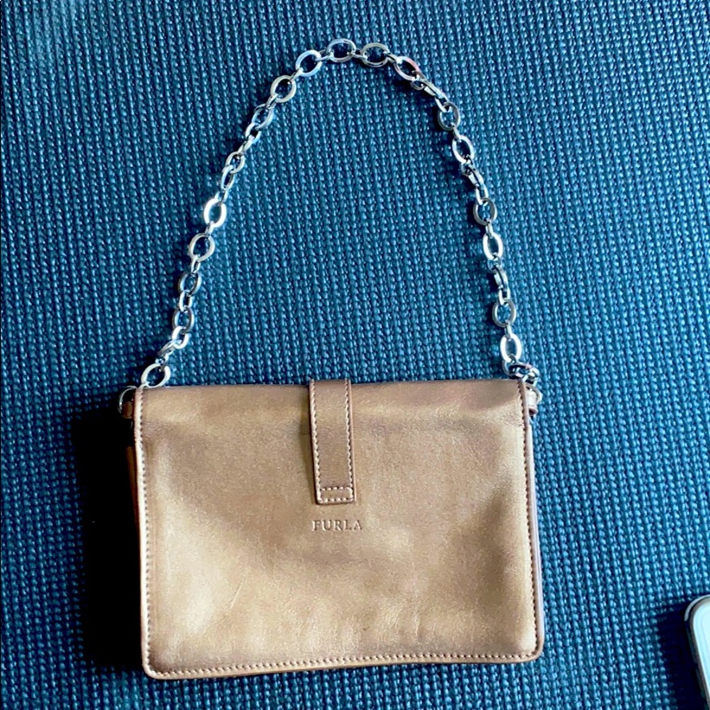Furla shoulder bag gold colored and silver chain
